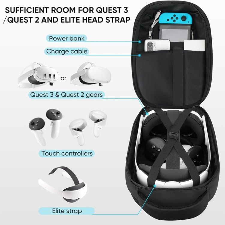 For Meta Quest 3 Hard Suitcase Expandable Capacity Shoulder Backpack - VR Accessories by PMC TechLife | Online Shopping South Africa | PMC TechLife