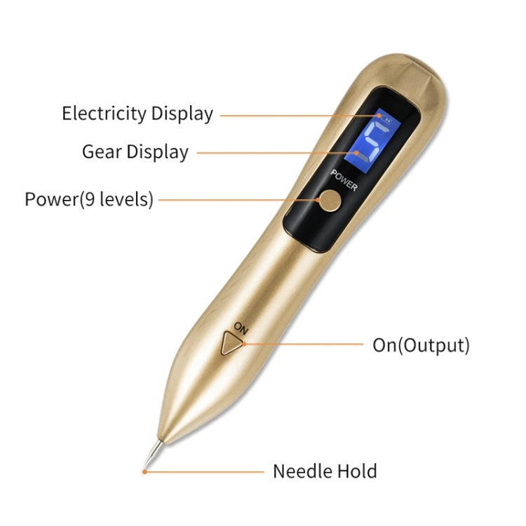 9 Gears Mole Spotting Pen LCD Home Laser Mole Spot Sweeping Beauty Instrument Without Shoot Light(Gold) - free shipping - PMC TechLife - Order now!