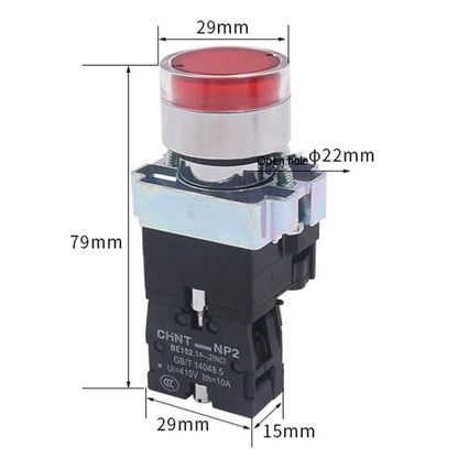 CHINT NP2-BW3463/24V 2 NO Pushbutton Switches With LED Light Silver Alloy Contact Push Button - Car Switches by CHINT | Online Shopping South Africa | PMC Jewellery | Buy Now Pay Later Mobicred