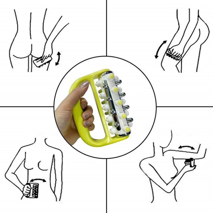 Handheld Curved Five-row Iron Column Roller Soothing Massager(Green) - free shipping - PMC TechLife - Order now!