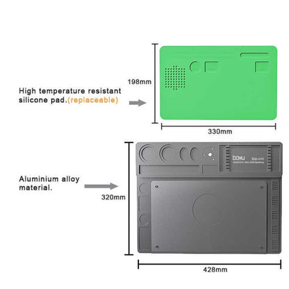 BAKU BA-692  2 In 1 Microscope Maintenance Insulation Pad Aluminum Alloy Silicone Work Mat(Black+Green) - Working Mat by BAKU | Online Shopping South Africa | PMC Jewellery