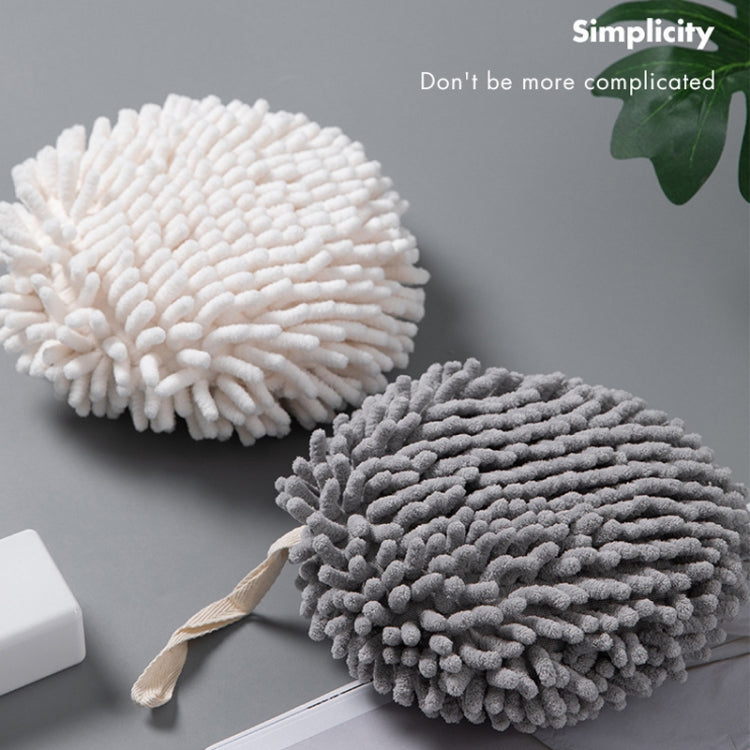 Chenille Hand Wipe Ball Large Hanging Bathroom Quick Dry Hand Towel Kitchen Rag Wipe Handkerchief(White) - Sponges, Cloths & Brushes by PMC TechLife | Online Shopping South Africa | PMC TechLife | Buy Now Pay Later Mobicred