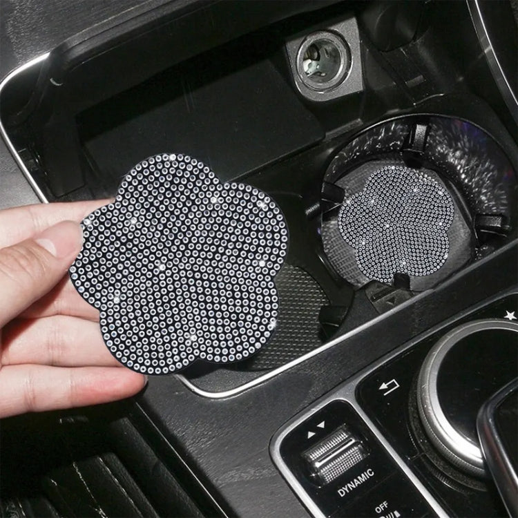 Car-mounted Diamond-filled Plum Blossom Decorated PVC Water Coaster(White) - Car Drink Holders by PMC TechLife | Online Shopping South Africa | PMC TechLife | Buy Now Pay Later Mobicred