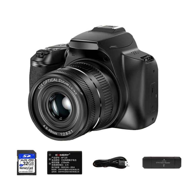 KOMERY W2 64MP 4K 3 Inch Screen 10X Optical Zoom+4X Digital Zoom Camera(Package One) - Video Cameras by KOMERY | Online Shopping South Africa | PMC Jewellery | Buy Now Pay Later Mobicred