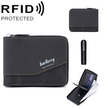 Baellerry D5106 RFID Anti-theft Retro Zipper Wallet Spliced Short Coin Purse(Black) - Antimagnetic RFID Package by Baellerry | Online Shopping South Africa | PMC Jewellery