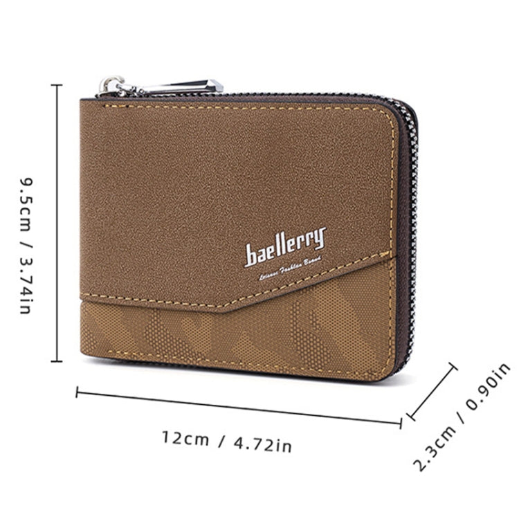 Baellerry D5106 RFID Anti-theft Retro Zipper Wallet Spliced Short Coin Purse(Light Brown) - Antimagnetic RFID Package by Baellerry | Online Shopping South Africa | PMC Jewellery