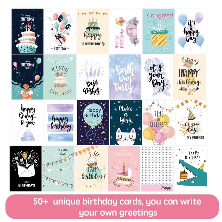 50pcs /Set Happy Birthday Greeting Card With Envelopes And Stickers Set - Cards & Invitations by PMC TechLife | Online Shopping South Africa | PMC TechLife