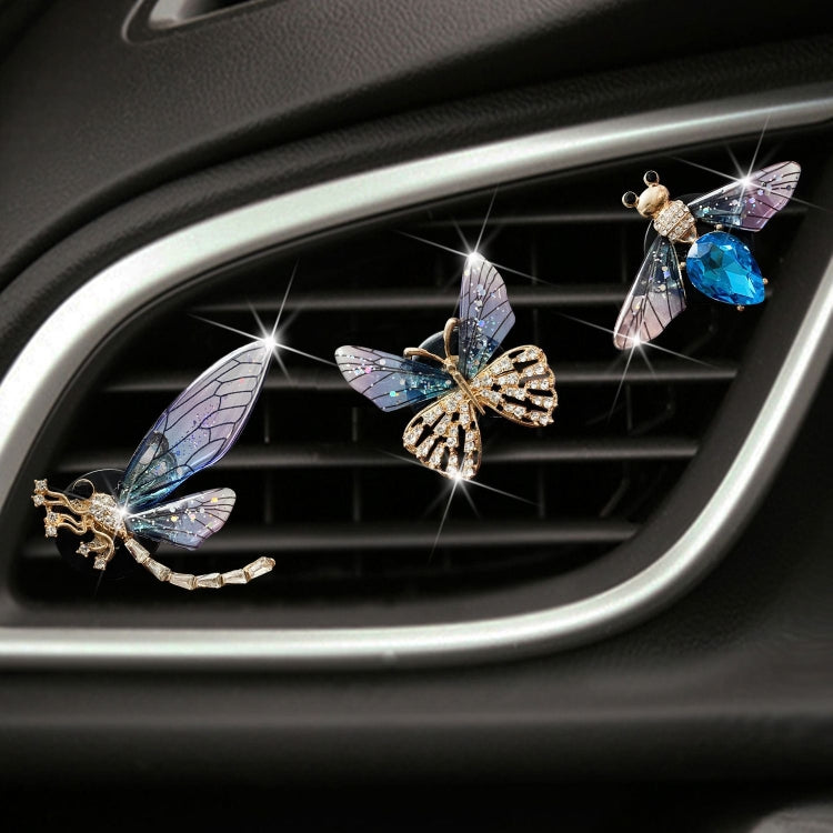 3pcs/set Metal Butterfly Dragonfly Bee Car Air Vent Aromatherapy Decorative Clip(Blue) - free shipping - PMC TechLife - Order now!