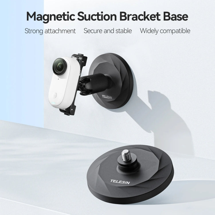 TELESIN Magnetic Base With 1/4 Inch Interface for DJI Pocket 3 / Insta360 Camera & Smart Phones With Suction Cup Base Set - Mount & Holder by TELESIN | Online Shopping South Africa | PMC Jewellery | Buy Now Pay Later Mobicred