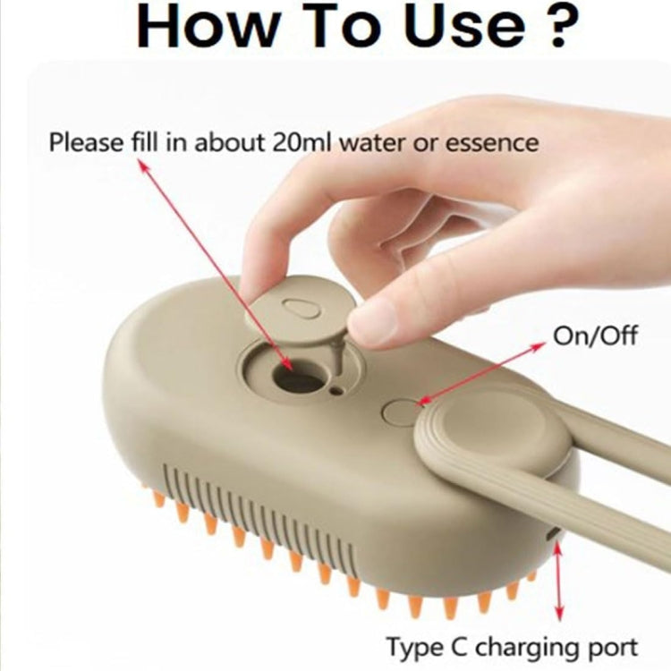 Pet Electric Spray Comb Rechargeable Cat Steamy Grooming Brush Cleaning Tool(White) - Brushes & Combs by PMC TechLife | Online Shopping South Africa | PMC TechLife