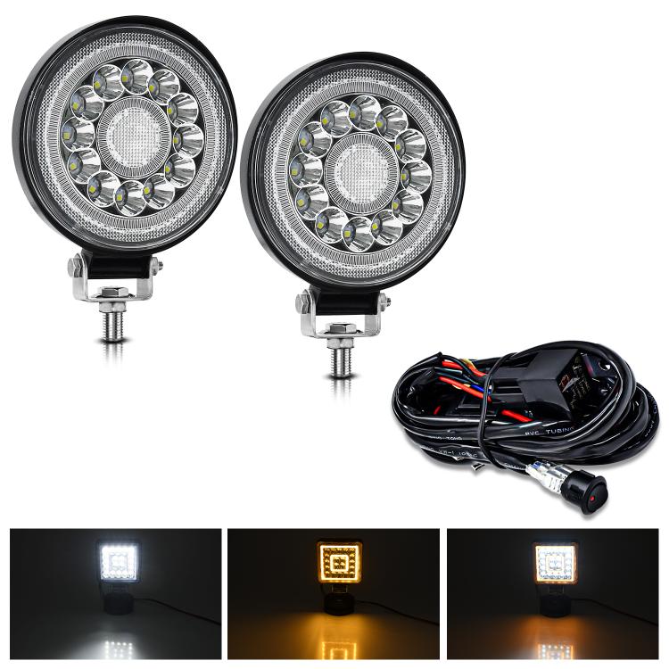 4 Inch Round Mixed Luminous Double-Circle Angel Eye Work Light(E10 1pair) - free shipping - PMc TechLife - Order now!