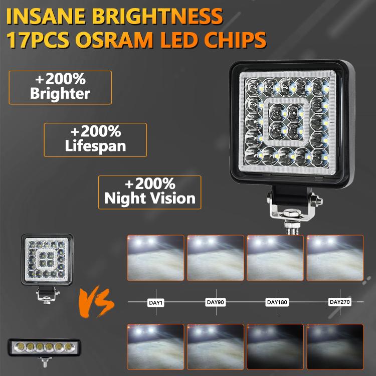 4 Inch Square Mixed Light Double-Circle Angel Eye Work Light(E10 1pair) - Work Lights by PMc TechLife | Online Shopping South Africa | PMc TechLife | Buy Now Pay Later Mobicred