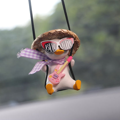 Car Cartoon Duck Rear View Mirror Interior Pendant(Pink Guitar Duck) - Ornaments by PMC Jewellery | Online Shopping South Africa | PMC Jewellery | Buy Now Pay Later Mobicred