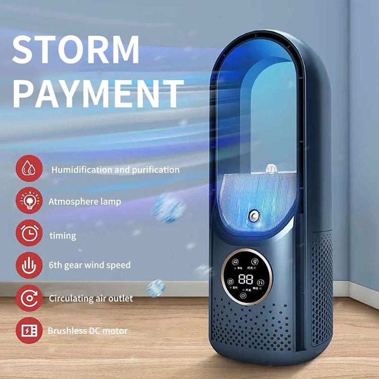 Desk Bladeless Humidification Electric Fan Six Gear Adjustable with LED Light Timing Function(Blue) - Electric Fans by PMC TechLife | Online Shopping South Africa | PMC TechLife | Buy Now Pay Later Mobicred