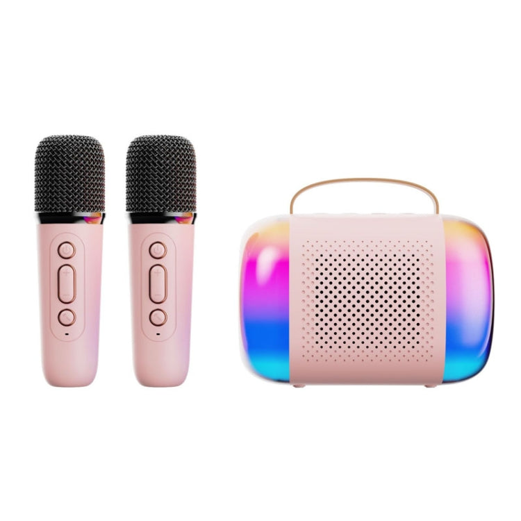 Y5 2 Microphone Portable Bluetooth Speaker Home And Outdoor Wireless Karaoke Audio(Pink) - Microphone by PMC TechLife | Online Shopping South Africa | PMC TechLife | Buy Now Pay Later Mobicred