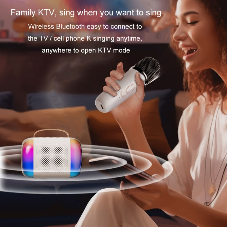 Y5 1 Microphone Portable Bluetooth Speaker Home And Outdoor Wireless Karaoke Audio(White) - Microphone by PMC TechLife | Online Shopping South Africa | PMC TechLife | Buy Now Pay Later Mobicred