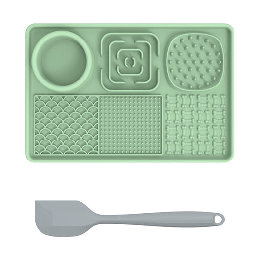 Pet Silicone Licking Dining Mat Rectangle 6 In 1 Dog Slow Feeding Pads With Scraper(Green) - Food Bowls by PMC Jewellery | Online Shopping South Africa | PMC Jewellery | Buy Now Pay Later Mobicred