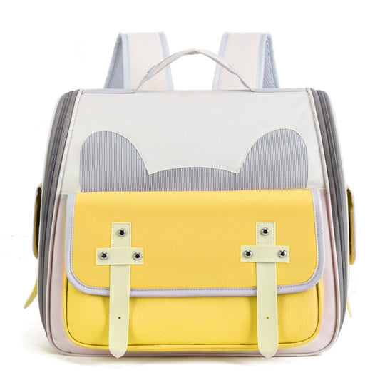 Outdoor Cat Backpack Large Capacity Breathable Pet Bag(Model 7 Yellow) - Pet Bags by PMC Jewellery | Online Shopping South Africa | PMC Jewellery | Buy Now Pay Later Mobicred