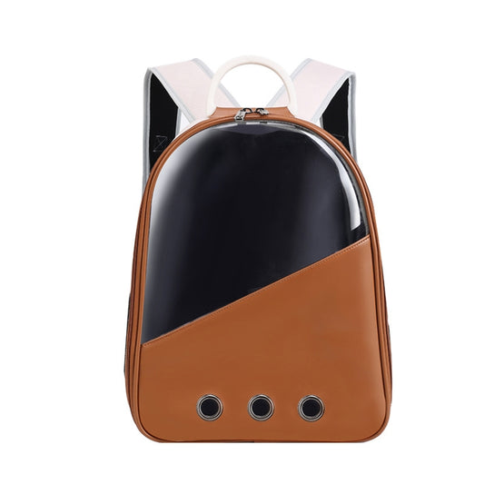 PU Pet Bag Cats And Dogs Outing Carrying Capsule Double Shoulder Backpacks(Model 1 Khaki) - Pet Bags by PMC Jewellery | Online Shopping South Africa | PMC Jewellery | Buy Now Pay Later Mobicred