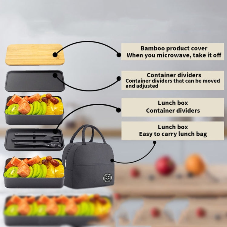 1200ml Portable Compartment Insulated Double Layer Lunch Box Microwavable Plastic Food Container, Color: With Insulation Bag White - Cutlery Sets by PMC TechLife | Online Shopping South Africa | PMC TechLife
