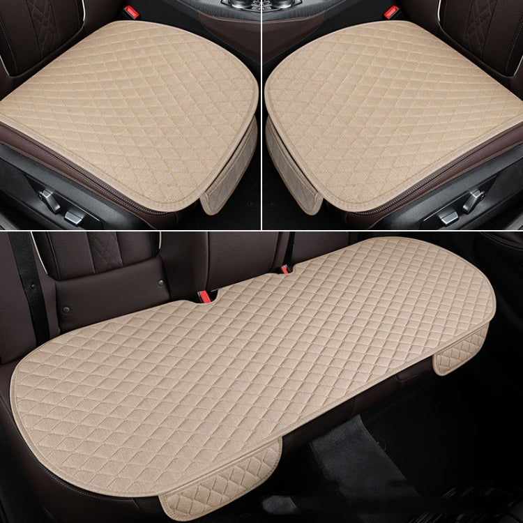 Non-Slip Rhombus Imitation Linen Car Seat Cushion, Color: Beige Back Row - Seat Accessories by PMC Jewellery | Online Shopping South Africa | PMC Jewellery | Buy Now Pay Later Mobicred