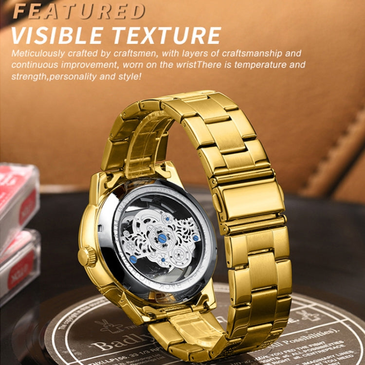 BINBOND B3030 Embossed Dragon Luminous Waterproof Quartz Watch, Color: Brown Leather-Full-gold-Black - Leather Strap Watches by BINBOND | Online Shopping South Africa | PMC Jewellery | Buy Now Pay Later Mobicred