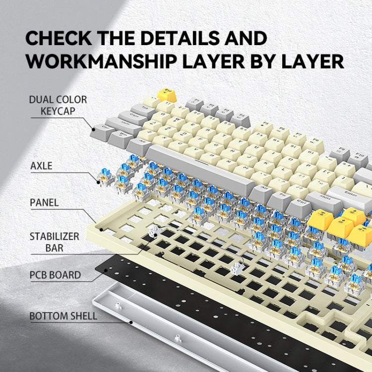 T-WOLF T50 97-keys RGB Luminous Color-Matching Game Mechanical Keyboard with Knob, Color: White A - Wired Keyboard by T-WOLF | Online Shopping South Africa | PMC Jewellery | Buy Now Pay Later Mobicred