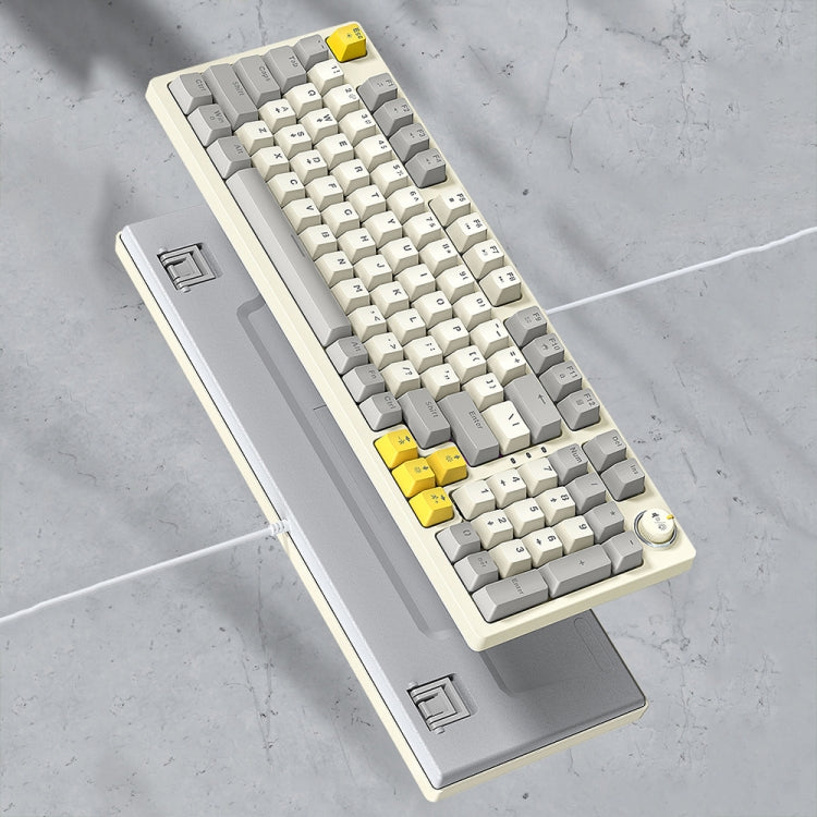 T-WOLF T50 97-keys RGB Luminous Color-Matching Game Mechanical Keyboard with Knob, Color: White A - Wired Keyboard by T-WOLF | Online Shopping South Africa | PMC Jewellery | Buy Now Pay Later Mobicred