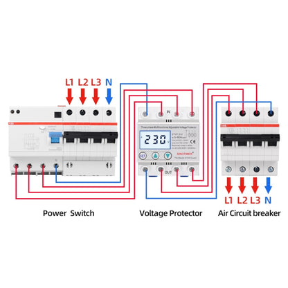 SINOTIMER STVP-932 63A 3-phase 380V LCD Self-resetting Adjustable Surge Voltage Protector - Other Tester Tool by SINOTIMER | Online Shopping South Africa | PMC Jewellery | Buy Now Pay Later Mobicred