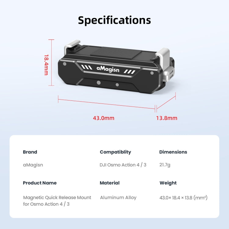 For DJI Osmo Action 4 / 3 aMagisn Magnetic Fast Disassembly Motion Camera Accessories - Other by aMagisn | Online Shopping South Africa | PMC TechLife | Buy Now Pay Later Mobicred