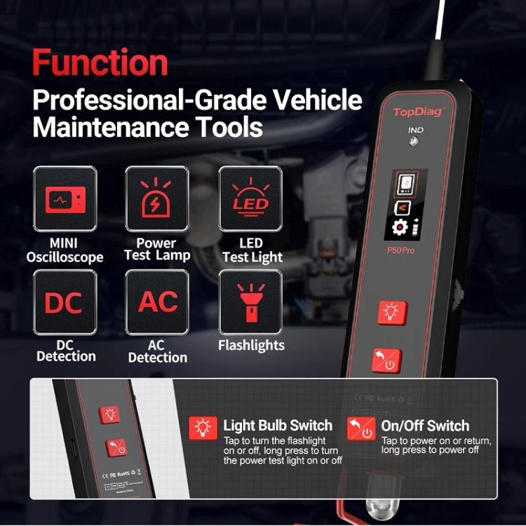 JDiag Mini Circuit Tester AC/DC Detection Multi-function Oscilloscope(P50 Pro) - Electronic Test by JDiag | Online Shopping South Africa | PMC Jewellery | Buy Now Pay Later Mobicred