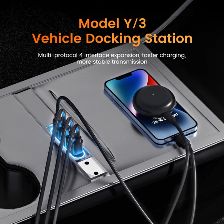 For Tesla Model 3/Y Center Control Type-C Multi-Port Fast Charging USB HUB Docking Station, Model: Single Wire Gray - DIY Modified Charger by PMC Jewellery | Online Shopping South Africa | PMC Jewellery | Buy Now Pay Later Mobicred