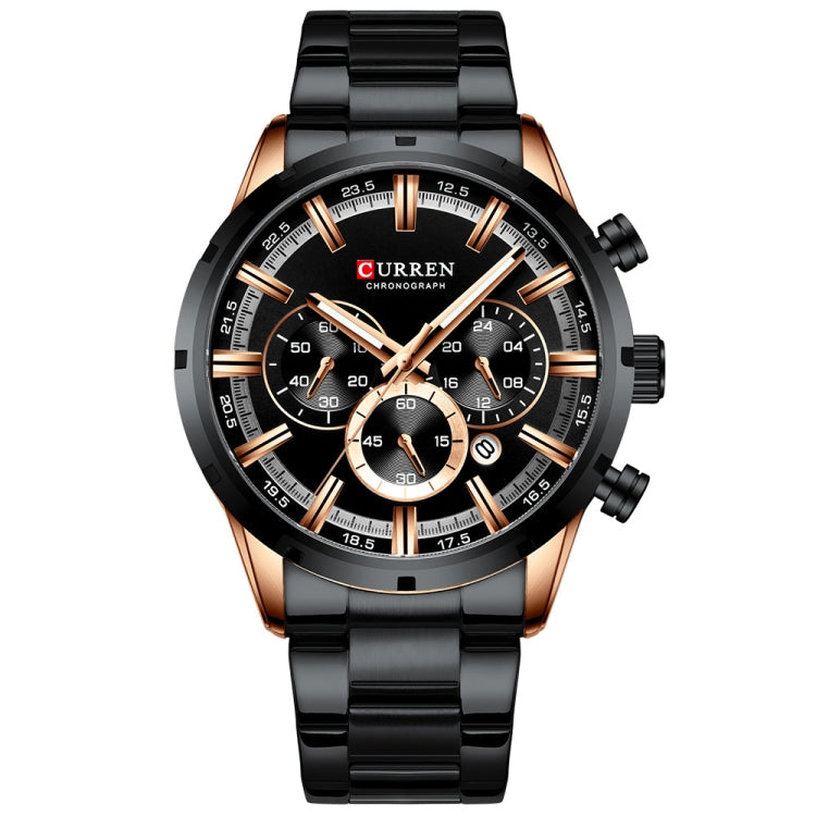 Curren M8355 Men Watch Waterproof Quartz Six Stitches Calendar Steel Belt Business Watch(Rose Shell black) - Metal Strap Watches by Curren | Online Shopping South Africa | PMC Jewellery | Buy Now Pay Later Mobicred