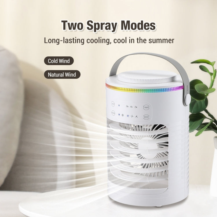CF-516 USB Home Timed Desktop RGB Light Adjustable Spray Humidification Cooler Fan(White) - Electric Fans by PMC TechLife | Online Shopping South Africa | PMC TechLife | Buy Now Pay Later Mobicred