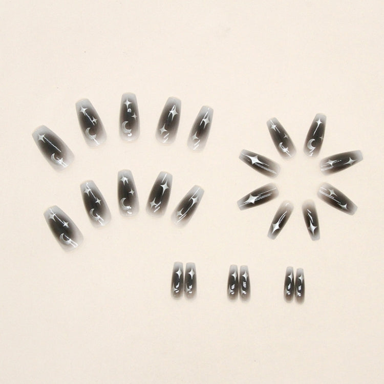 24pcs /Box  Press On Nails Dark Star and Moon Series False Nails Mid-Length Ballet Nails(R722) - Nail Stickers by PMC Jewellery | Online Shopping South Africa | PMC Jewellery | Buy Now Pay Later Mobicred