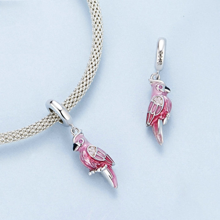 S925 Sterling Silver Platinum-plated Pink Gradient Parrot Jewelry Pendant(BSC971) - Jewelry Accessories by PMC Jewellery | Online Shopping South Africa | PMC Jewellery