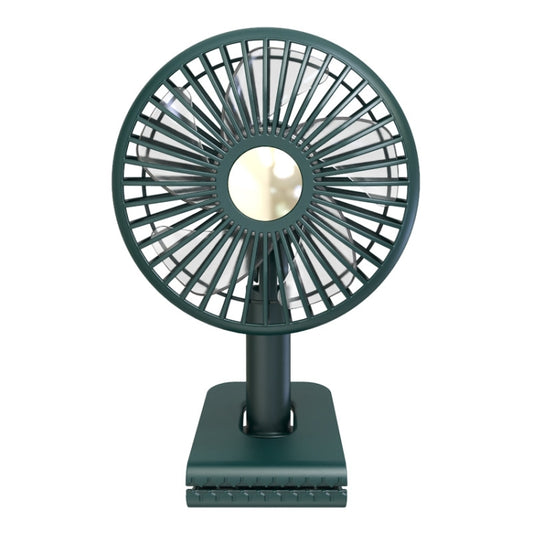 Car Clip-On Rechargeable Electric Oscillating Head Fan With Light(Dark Green) - Heating & Fans by PMC Jewellery | Online Shopping South Africa | PMC Jewellery | Buy Now Pay Later Mobicred