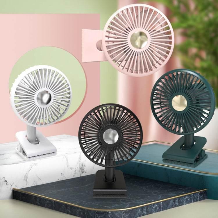 Car Clip-On Rechargeable Electric Oscillating Head Fan With Light(Dark Green) - Heating & Fans by PMC TechLife | Online Shopping South Africa | PMC TechLife | Buy Now Pay Later Mobicred