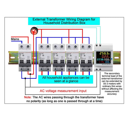 SINOTIMER SDM009 Din Rail Single-Phase Voltage Current Frequency Power Factor Electricity Multifunctional Meter, Model: AC40-300V External - Current & Voltage Tester by SINOTIMER | Online Shopping South Africa | PMC Jewellery | Buy Now Pay Later Mobicred