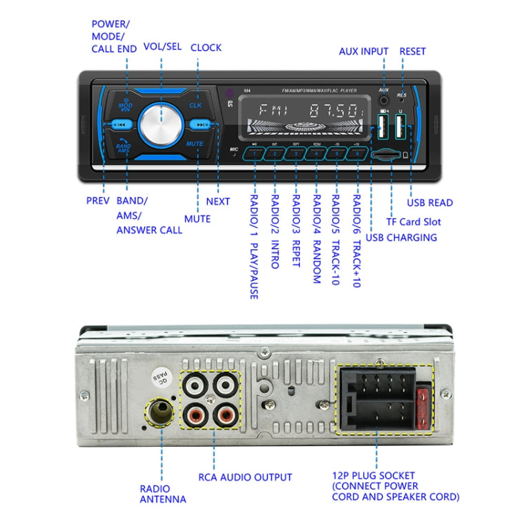 Dual USB Car DAB Digital U Disk Card Bluetooth Radio MP3 Player(SWM-M4) - Car MP3 & MP4 & MP5 by PMC TechLife | Online Shopping South Africa | PMC TechLife | Buy Now Pay Later Mobicred