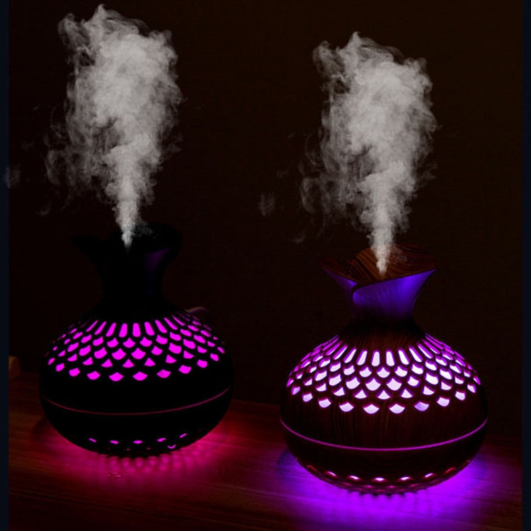 LED Light Aromatherapy Diffuser Home Small Vase Quiet Humidifier Aromatherapy Diffuser 2 In 1(Shallow Wood) - free shipping - PMC TechLife - Order now!