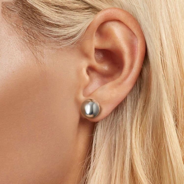 S925 Sterling Silver Platinum Plated Spherical Women Earrings, Size: S - Stud Earrings & Earrings by PMC Jewellery | Online Shopping South Africa | PMC Jewellery