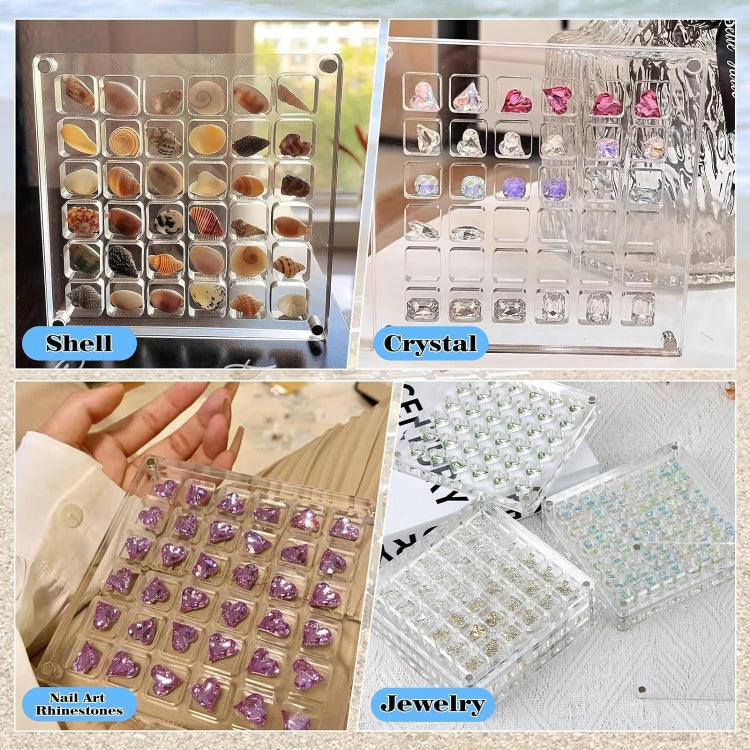 100 Grids Acrylic Magnetic Seashell Storage Display Box Beads Jewelry Nail Art Storage Box - Jewelry Storages by PMC Jewellery | Online Shopping South Africa | PMC Jewellery