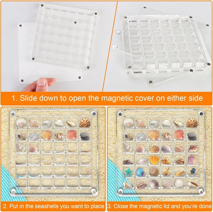 100 Grids Acrylic Magnetic Seashell Storage Display Box Beads Jewelry Nail Art Storage Box - Jewelry Storages by PMC Jewellery | Online Shopping South Africa | PMC Jewellery