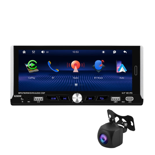 Single Spindle 6.9 inch MP5 With Knob Player Carplay Function Car MP4 Backup Camera, Specification: Standard+AHD Camera - Car MP3 & MP4 & MP5 by PMC Jewellery | Online Shopping South Africa | PMC Jewellery | Buy Now Pay Later Mobicred