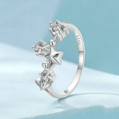 S925 Sterling Silver Big Dipper Ring Star Female Ring, Size: No.7(SCR1005) - Rings by PMC Jewellery | Online Shopping South Africa | PMC Jewellery