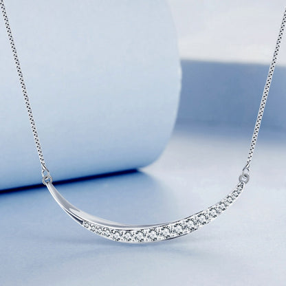 S925 Sterling Silver Crescent Moon Necklace for Women(BSN374) - Necklaces & Pendants by PMC Jewellery | Online Shopping South Africa | PMC Jewellery