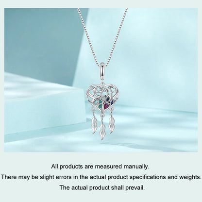 S925 Sterling Silver Platinum-plated Love Tree Of Life Dream Catcher Necklace(SCN519) - Necklaces & Pendants by PMC Jewellery | Online Shopping South Africa | PMC Jewellery