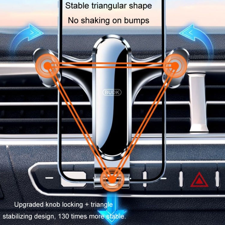 BUDK Triangle Gravity Sensor Car Phone Bracket Car Air Vent Navigation Holder, Model: Bent Suction Cup Base Model - Car Holders by BUDK | Online Shopping South Africa | PMC Jewellery | Buy Now Pay Later Mobicred