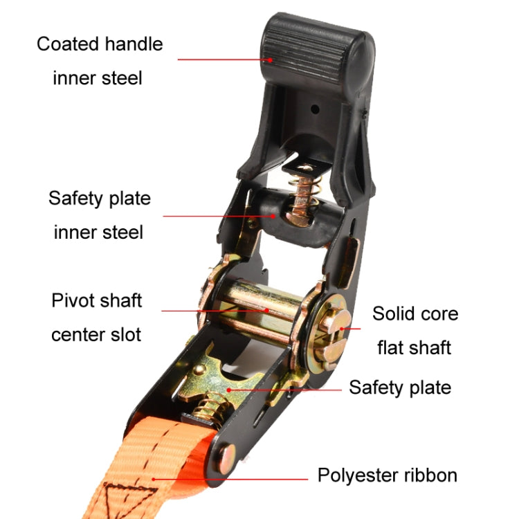 Motorcycle Ratchet Tensioner Cargo Bundling And Luggage Fixing Straps, Specification: Black 2m - Towing Bars by PMC TechLife | Online Shopping South Africa | PMC TechLife | Buy Now Pay Later Mobicred